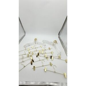 Lot Of 11 Luxurious Acrylic Hangers with Gold Flat Hook And 16 Skirt Hangers